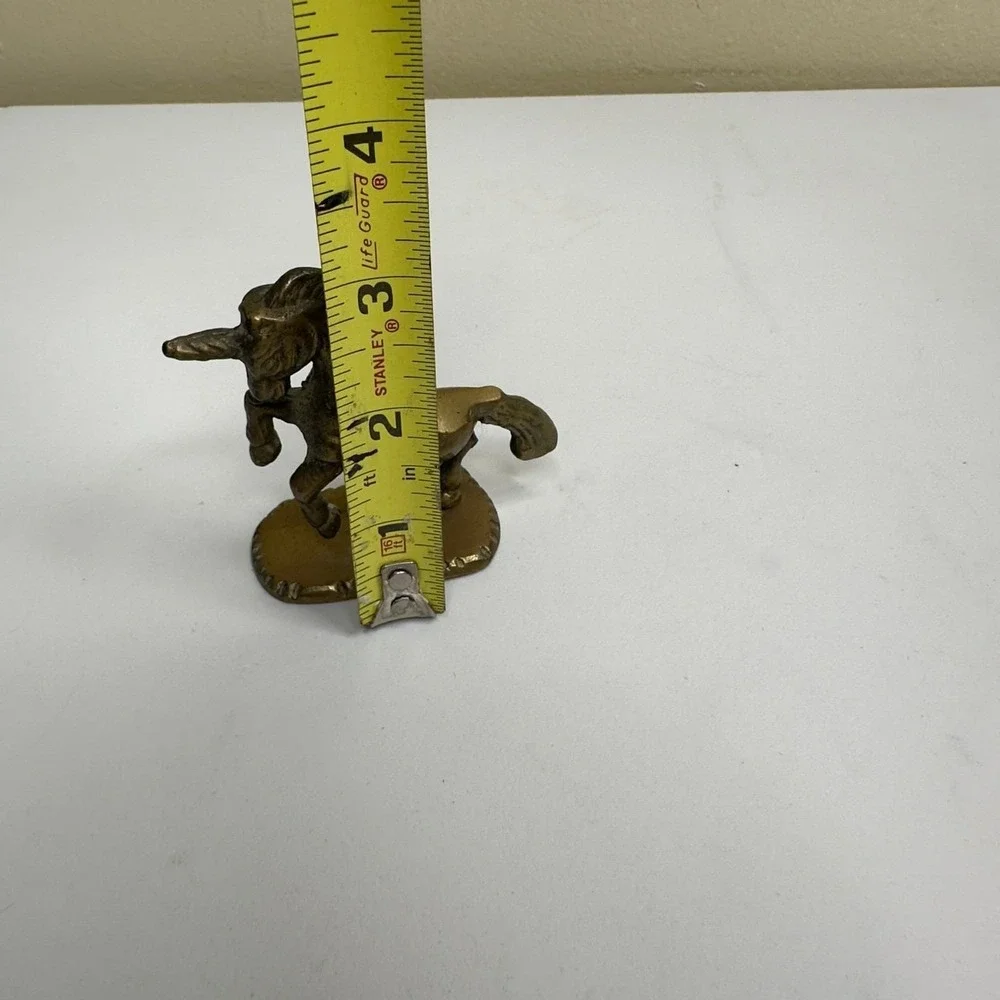 Brass Unicorn Figurine Mythical Creature Home Decor Table Accent Small